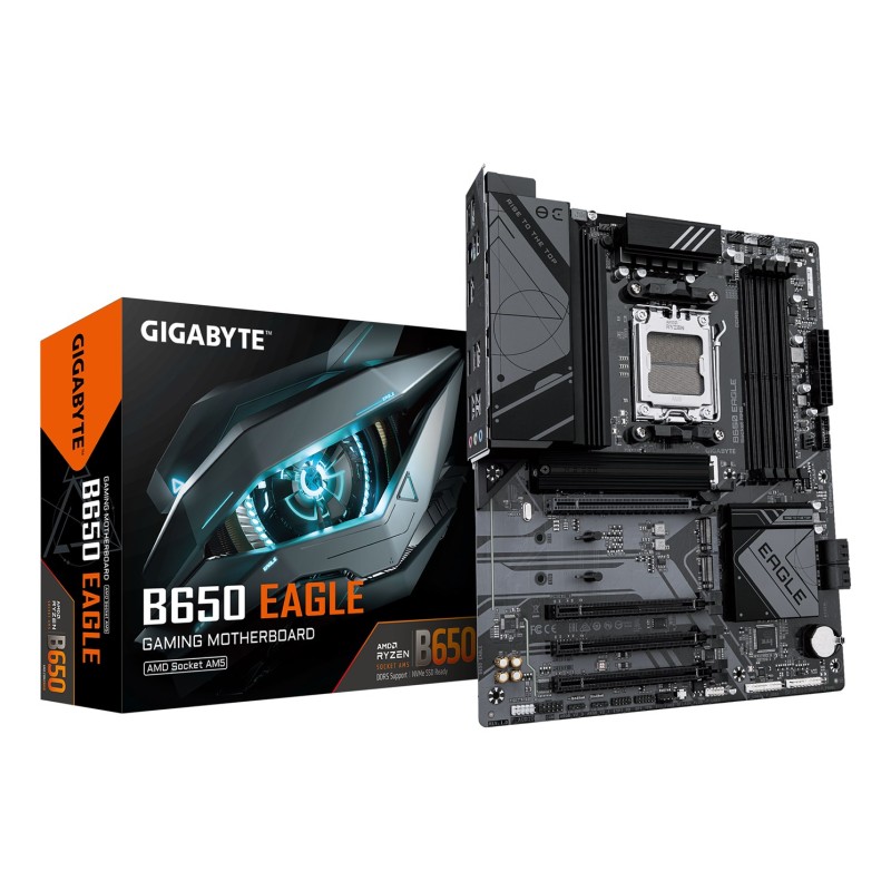 GIGABYTE B650 EAGLE Motherboard - Supports AMD Ryzen 9000 CPUs, 12+2+2 Phases Digital VRM, up to 7600MHz DDR5 (OC), 1xPCIe 5.0 + 2xPCIe 4.0 M.2, GbE LAN, USB 3.2 Gen2
