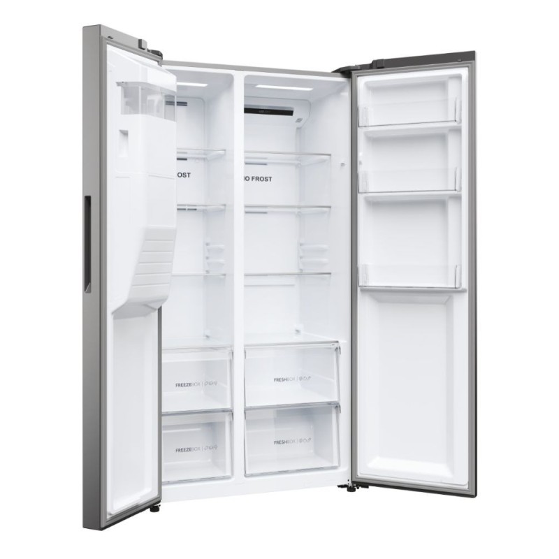 Haier SBS 90 Serie 5 HSR5918DIMP Free-standing double-sided fridge-freezer combination 511 l D Platinum, stainless steel