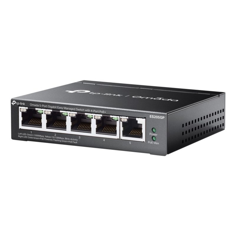 TP-Link Omada ES205G Managed Gigabit Ethernet (10/100/1000) Power over Ethernet (PoE) Black TP-Link Omada ES205G Managed Gigabit Ethernet (10/100/1000) Power over Ethernet (PoE) Black