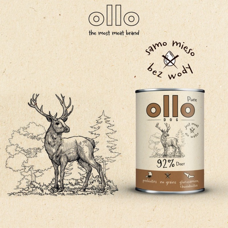 OLLO Pure Deer – wet dog food – 850 g