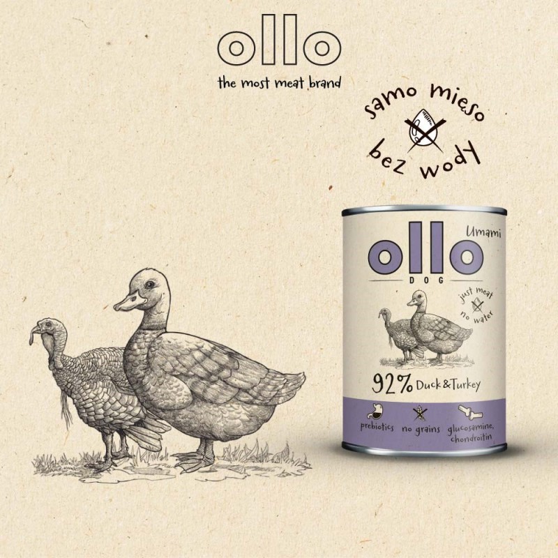 OLLO Umami Duck and turkey - wet dog food - 850g