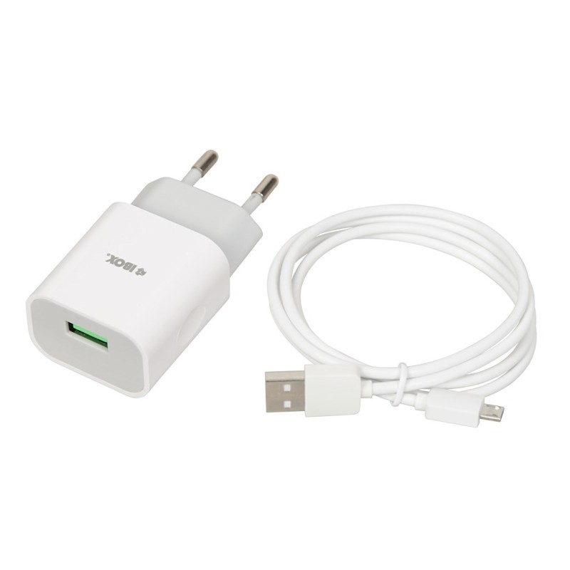 Power charger iBOX C-41 USB 2A, 1 USB port, microUSB cable, White Power charger iBOX C-41 USB 2A, 1 USB port, microUSB cable, White