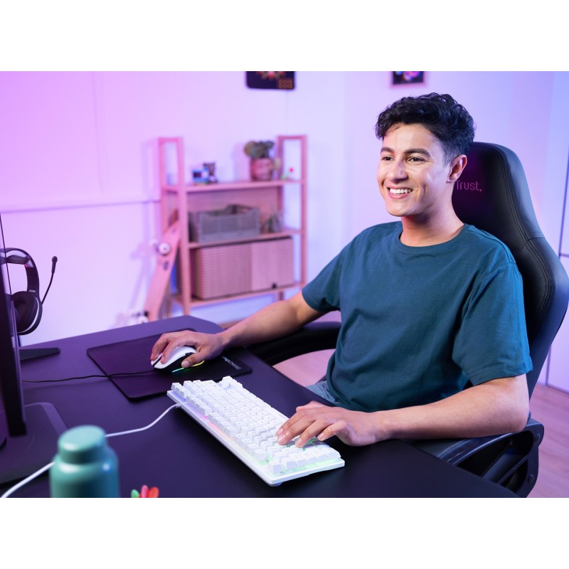 Trust GXT 833W THADO keyboard Gaming USB QWERTY US English White Trust GXT 833W THADO keyboard Gaming USB QWERTY US English White