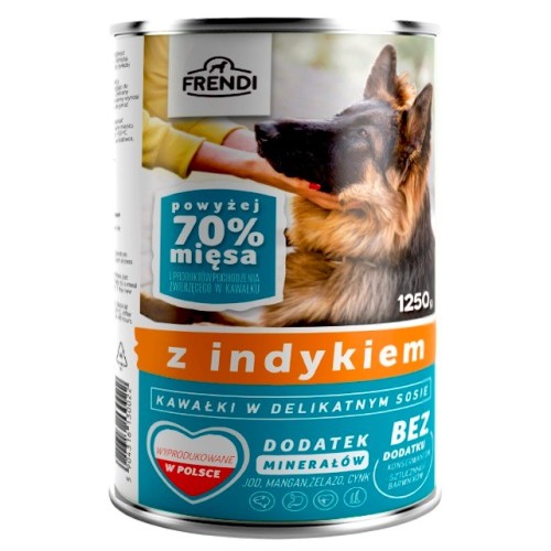 FRENDI with Turkey chunks in delicate sauce - wet dog food - 1250g FRENDI with Turkey chunks in delicate sauce - wet dog food - 1250g