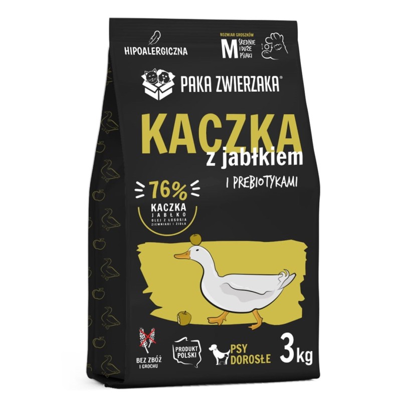 PAKA ZWIERZAKA Duck with apple M - dry dog food - 3kg PAKA ZWIERZAKA Duck with apple M - dry dog food - 3kg
