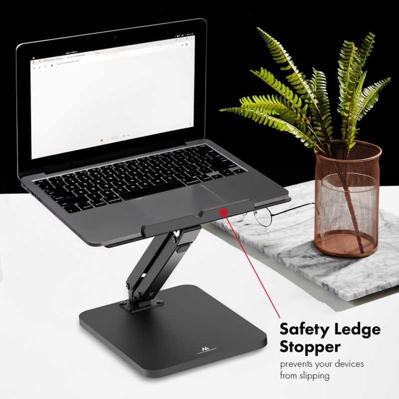 Maclean desk stand for monitor or laptop, gas spring, for standing and sitting work, black, MC-493 Maclean desk stand for monitor or laptop, gas spring, for standing and sitting work, black, MC-493