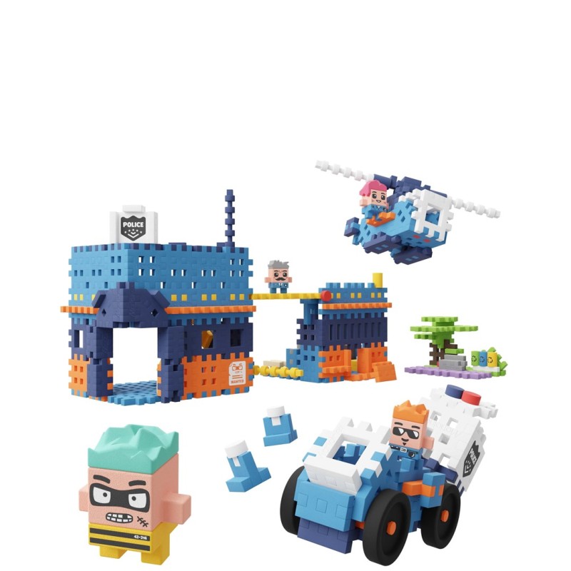 MARIOINEX Mini Waffle City Police Station Building Blocks, 280 pieces