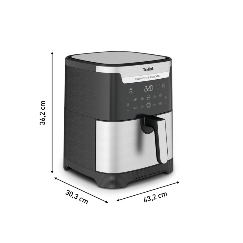 TEFAL Easy Fry & Grill EY801D 6.5 L Stand-alone 1650 W Hot air fryer Stainless steel TEFAL Easy Fry & Grill EY801D 6.5 L Stand-alone 1650 W Hot air fryer Stainless steel