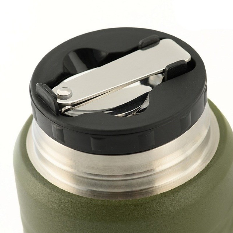 M-Tac UN-R02-750A Food thermos with foldable stainless steel spoon, 750 ml, olive green M-Tac UN-R02-750A Food thermos with foldable stainless steel spoon, 750 ml, olive green