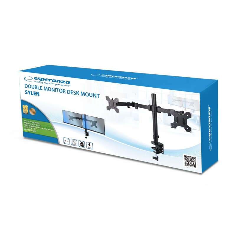 Esperanza ERW018 Desk mount for two monitors 10-27'' up to 8kg Esperanza ERW018 Desk mount for two monitors 10-27'' up to 8kg