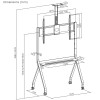 Maclean TV stand / cart, camera shelf, on casters, 55-100