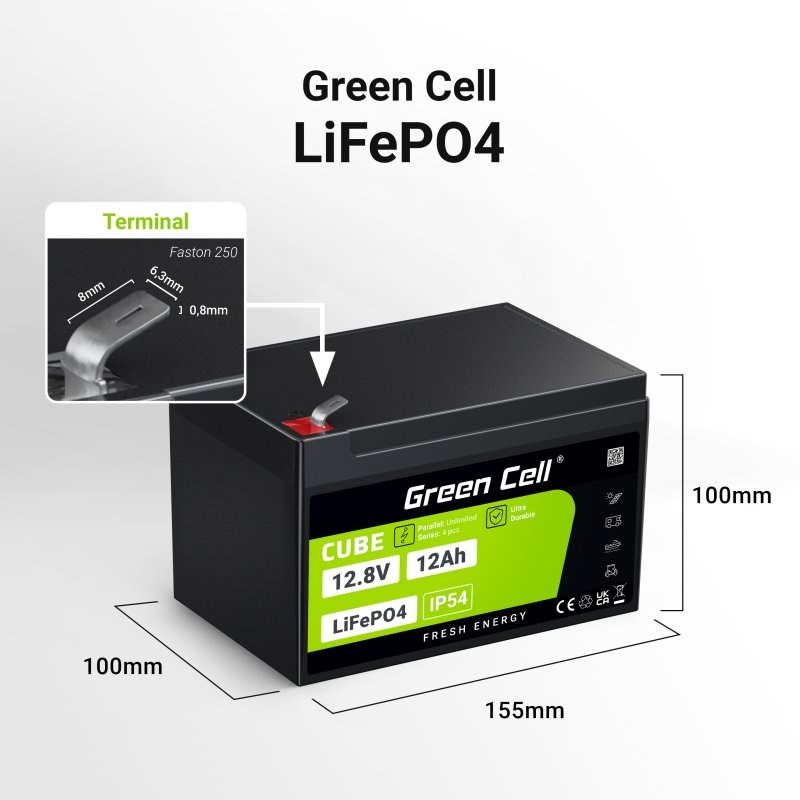 Green Cell LFPGC12V12AH UPS battery Lithium Iron Phosphate (LiFePO4) 12.8 V 12 Ah Green Cell LFPGC12V12AH UPS battery Lithium Iron Phosphate (LiFePO4) 12.8 V 12 Ah