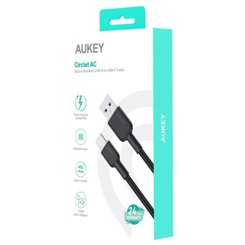 AUKEY CB-NAC2 USB-C Type-C Power Delivery PD 60W 3A 1.8m Nylon Black AUKEY CB-NAC2 USB-C Type-C Power Delivery PD 60W 3A 1.8m Nylon Black