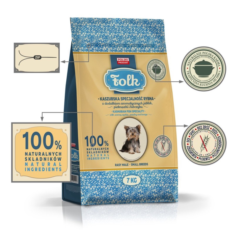 FOLK Small breeds Kashubian-style fish specialty with apples, parsley and lovage - dry dog food - 7kg