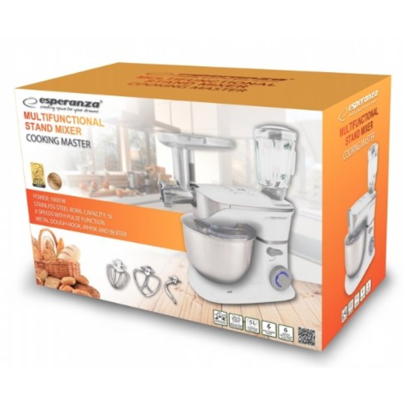Esperanza EKM025 food processor 5 L Stainless steel,White 1000 W Esperanza EKM025 food processor 5 L Stainless steel,White 1000 W