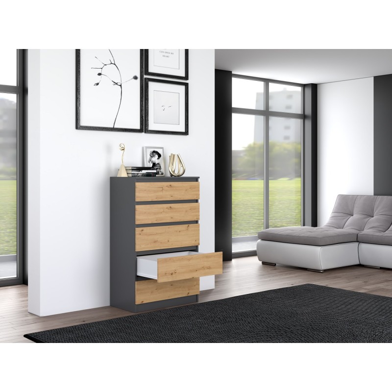 Topeshop M5 ANTRACYT/ARTISAN chest of drawers Topeshop M5 ANTRACYT/ARTISAN chest of drawers