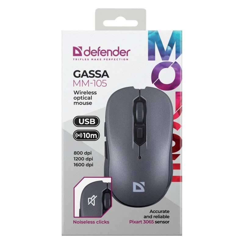 MOUSE DEFENDER GASSA MM-105 RF SILENT GREY MOUSE DEFENDER GASSA MM-105 RF SILENT GREY