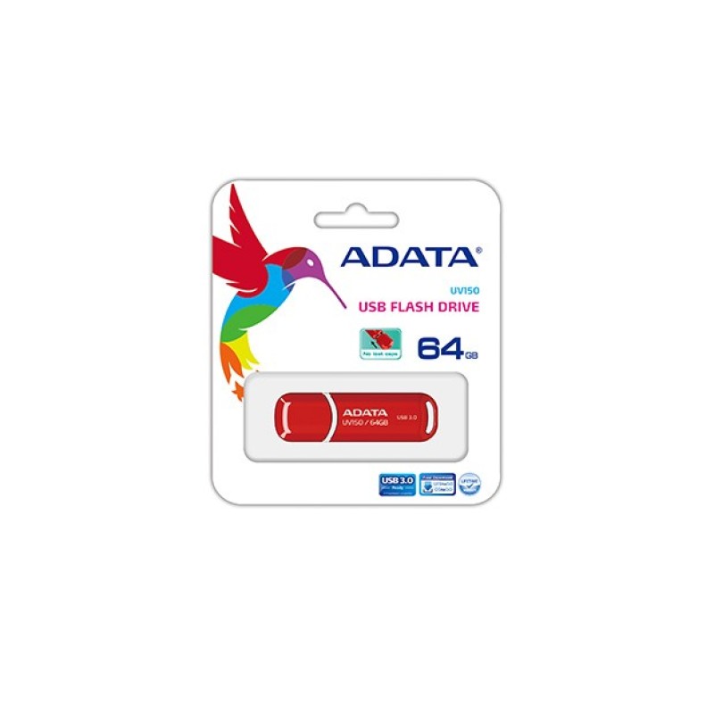 ADATA 64GB DashDrive UV150 USB flash drive USB Type-A 3.2 Gen 1 (3.1 Gen 1) Red ADATA 64GB DashDrive UV150 USB flash drive USB Type-A 3.2 Gen 1 (3.1 Gen 1) Red