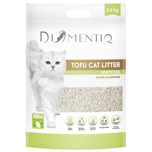 DIAMENTIQ Tofu Matcha Ultra clumping - plant-based litter - 2.5 kg DIAMENTIQ Tofu Matcha Ultra clumping - plant-based litter - 2.5 kg