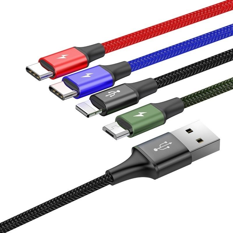 Cable USB Baseus Fast 4in1 2xUSB-C / Lightning / Micro 3.5A 1.2m (black) Cable USB Baseus Fast 4in1 2xUSB-C / Lightning / Micro 3.5A 1.2m (black)