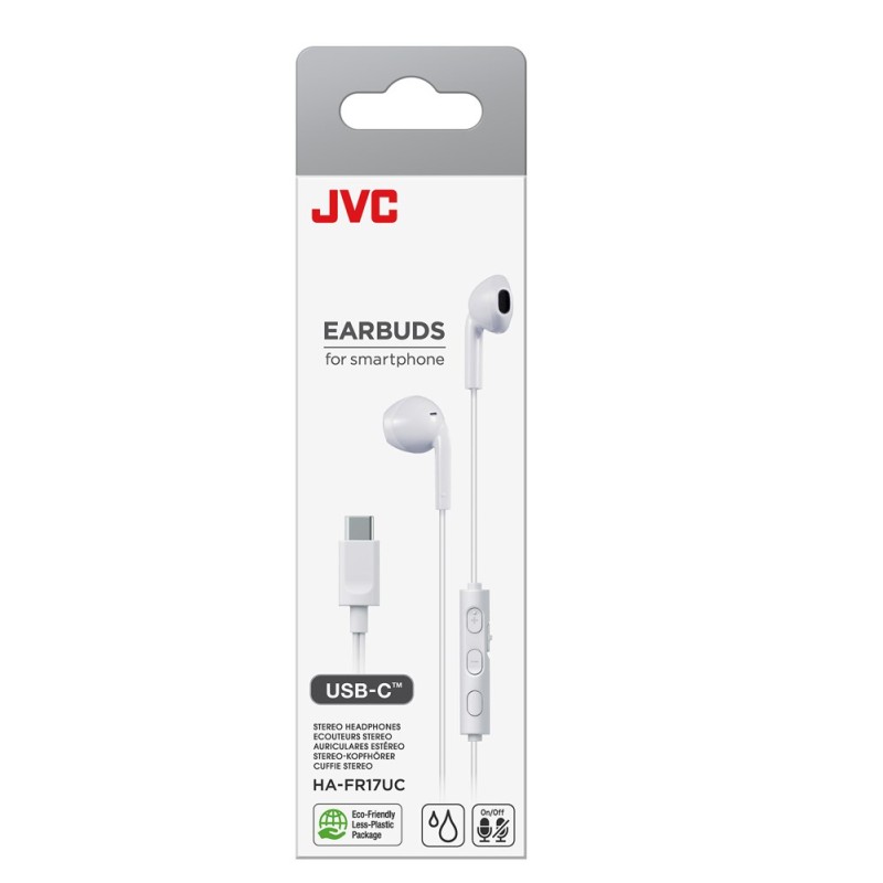 JVC HA-FR17UC USB Type-C Wired In-Ear Headphones White JVC HA-FR17UC USB Type-C Wired In-Ear Headphones White