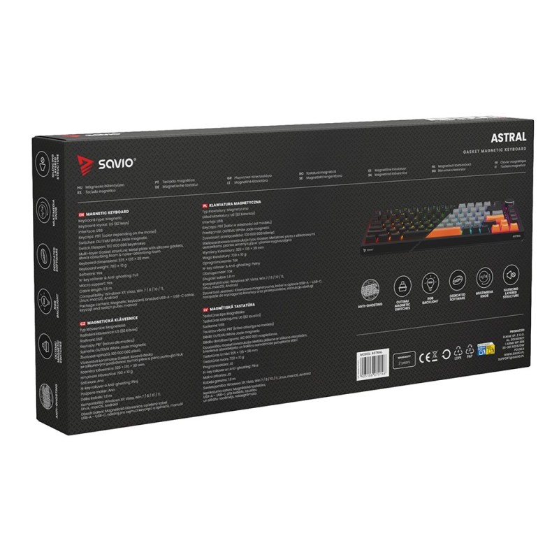 Savio ASTRAL BLACK JADE 3 COLOURS keyboard Gaming USB QWERTY US International