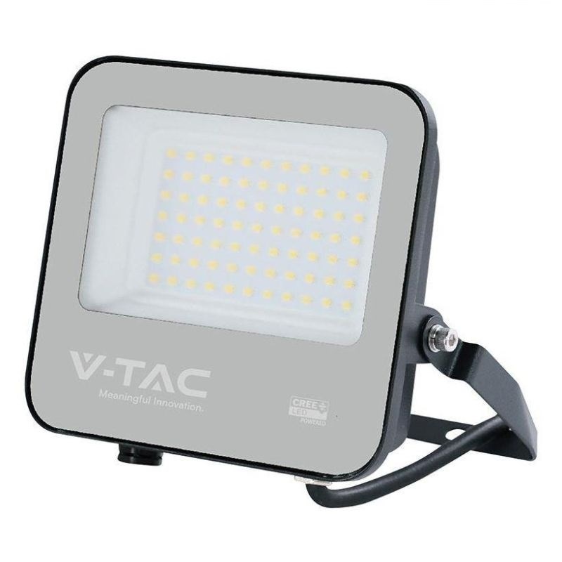 LED V-TAC 50W LED Floodlight CREE CHIP Black Body Grey Glass 6500K 135lm/W