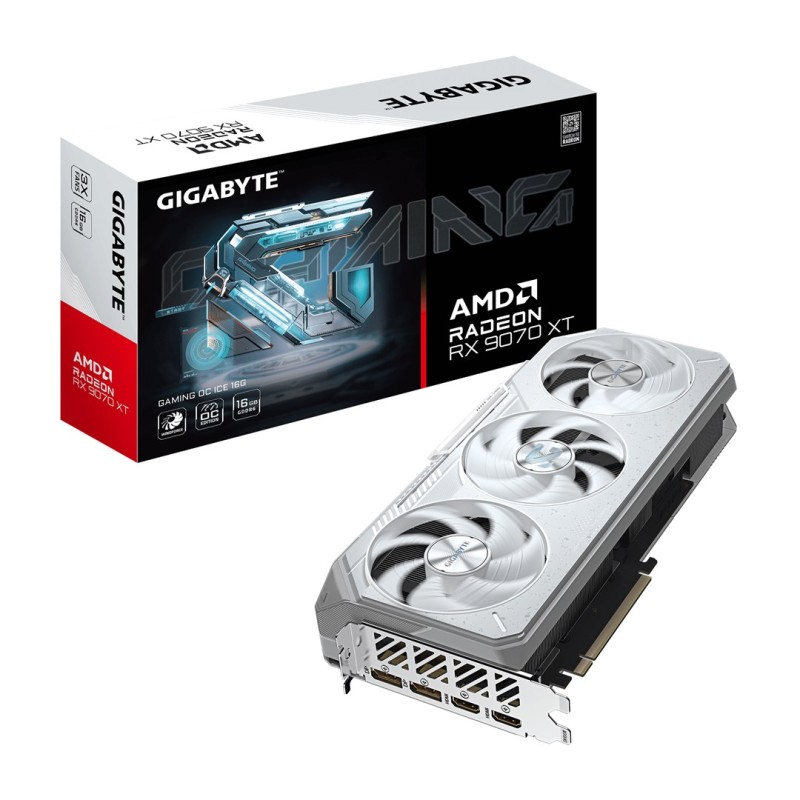 GIGABYTE Radeon RX 9070 XT GAMING OC ICE 16G Graphics Card - 16GB GDDR6, 256bit, PCI-E 5.0, 3060 MHz Core Clock, 2 x DisplayPort, 2 x HDMI, GV-R907XGAMINGOCICE-16GD GIGABYTE Radeon RX 9070 XT GAMING OC ICE 16G Graphics Card - 16GB GDDR6, 256bit, PCI-E 5.0, 3060 MHz Core Clock, 2 x DisplayPort, 2 x HDMI, GV-R907XGAMINGOCICE-16GD