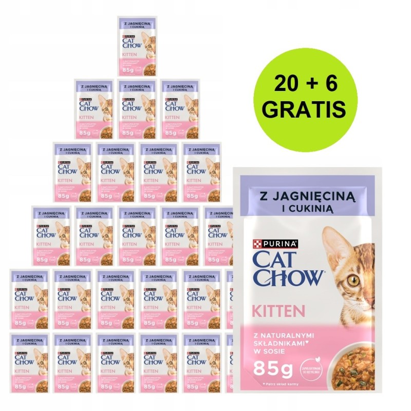 PURINA Cat Chow Kitten with lamb and zucchini in sauce - wet cat food - 26x85g (20 + 6 GRATIS)