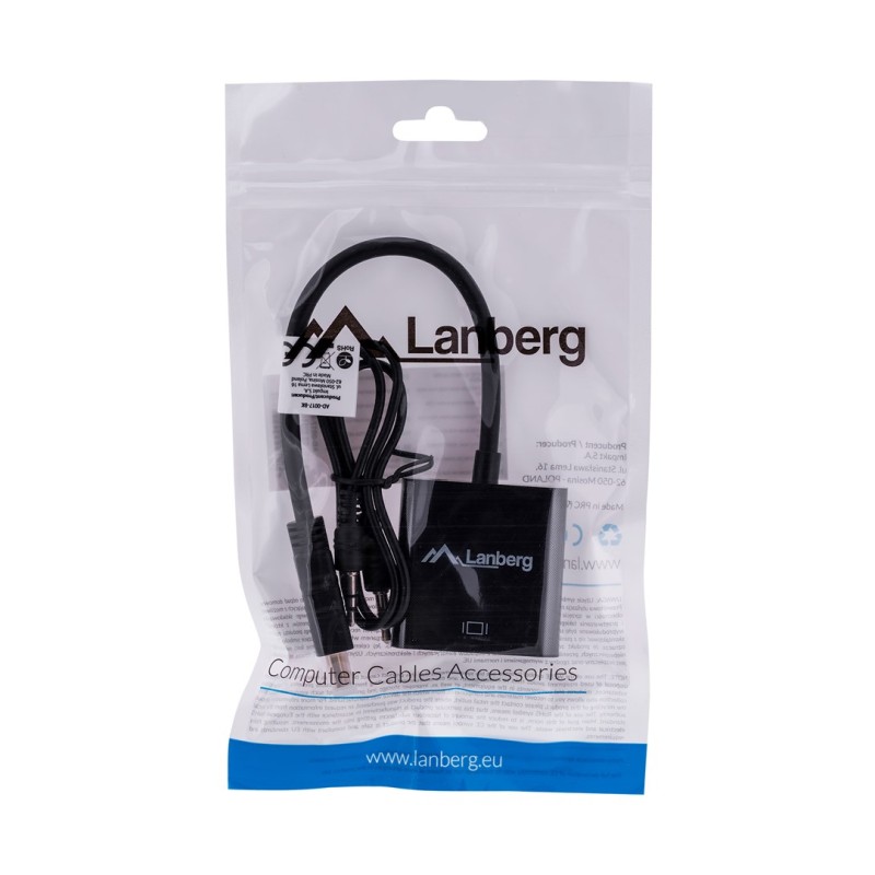 Lanberg AD-0017-BK video cable adapter 0.2 m VGA (D-Sub) HDMI Type A (Standard) Black Lanberg AD-0017-BK video cable adapter 0.2 m VGA (D-Sub) HDMI Type A (Standard) Black