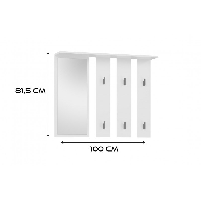 Hanger + mirror PARMA 100x15x.81.5 cm, White Hanger + mirror PARMA 100x15x.81.5 cm, White