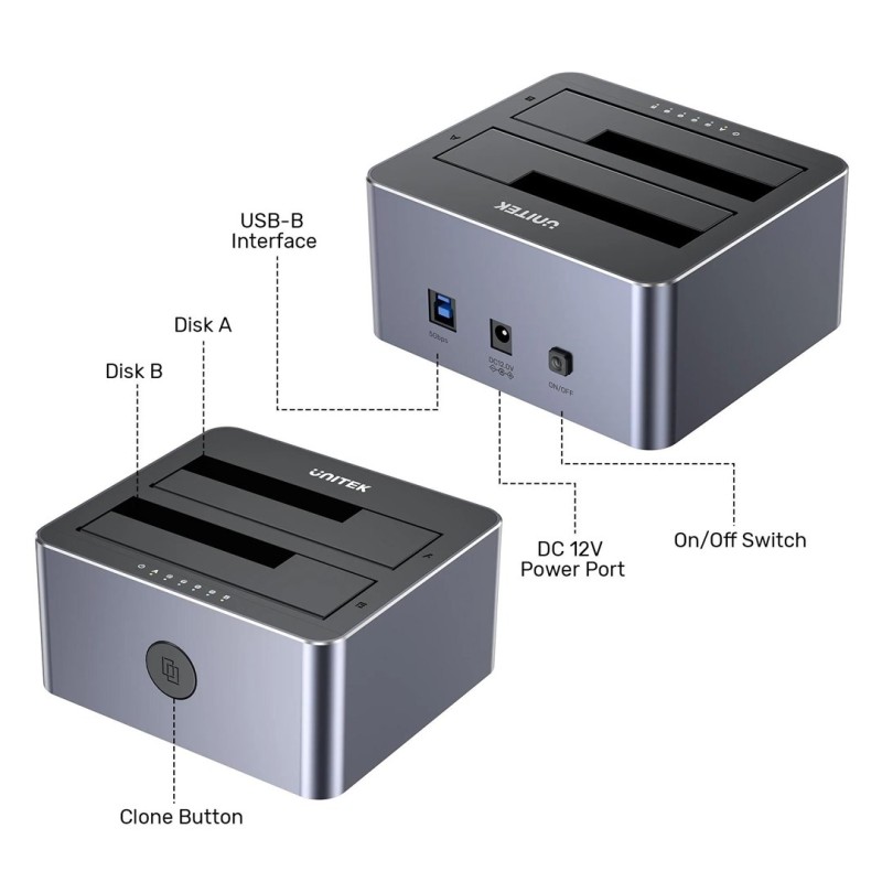 UNITEK CLONING STATION 2X SATA 2,5 UNITEK CLONING STATION 2X SATA 2,5
