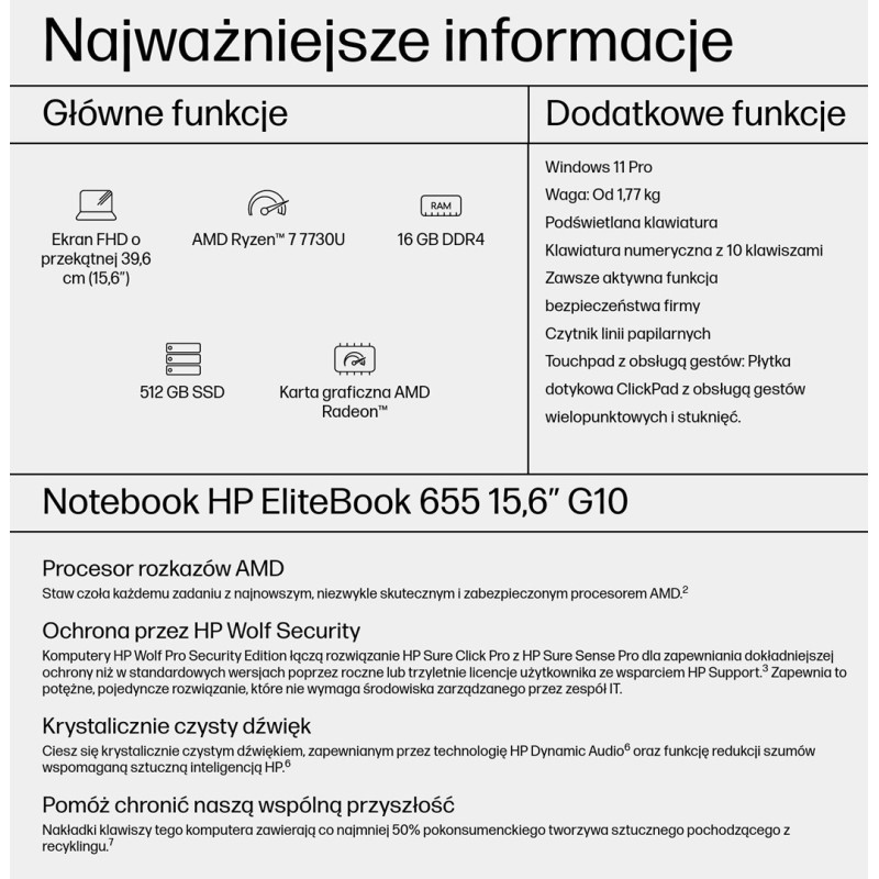 HP EliteBook 655 15.6 G10 AMD Ryzen™ 7 7730U Laptop 39.6 cm (15.6 HP EliteBook 655 15.6 G10 AMD Ryzen™ 7 7730U Laptop 39.6 cm (15.6