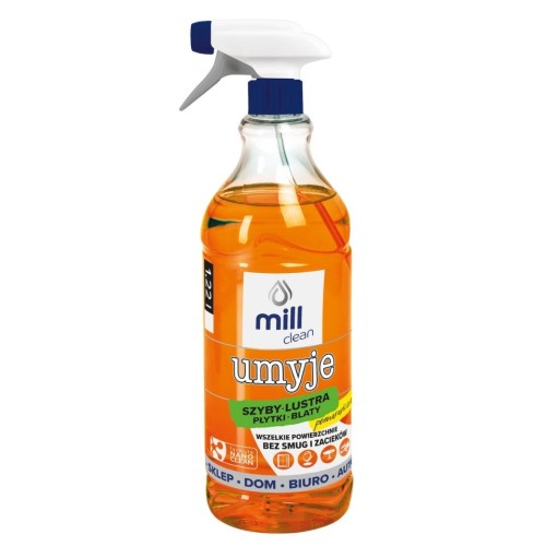Mill Clean Wash liquid for cleaning windows, glass, mirrors, tiles with orange scent 1.22 L