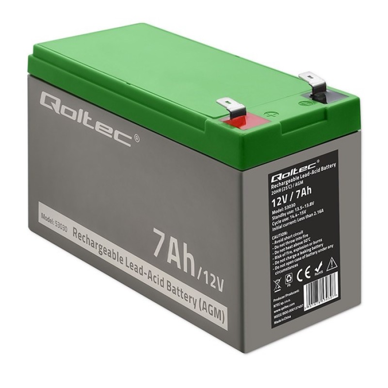 Qoltec 53030 AGM battery | 12V | 7Ah | max 105A Qoltec 53030 AGM battery | 12V | 7Ah | max 105A