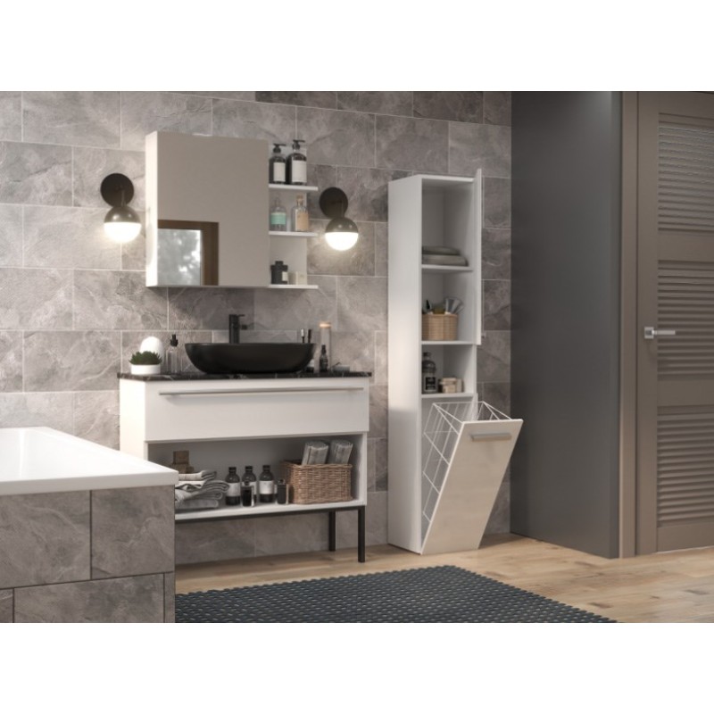Bathroom cabinet NEL III 31x30x174 cm, matt white Bathroom cabinet NEL III 31x30x174 cm, matt white