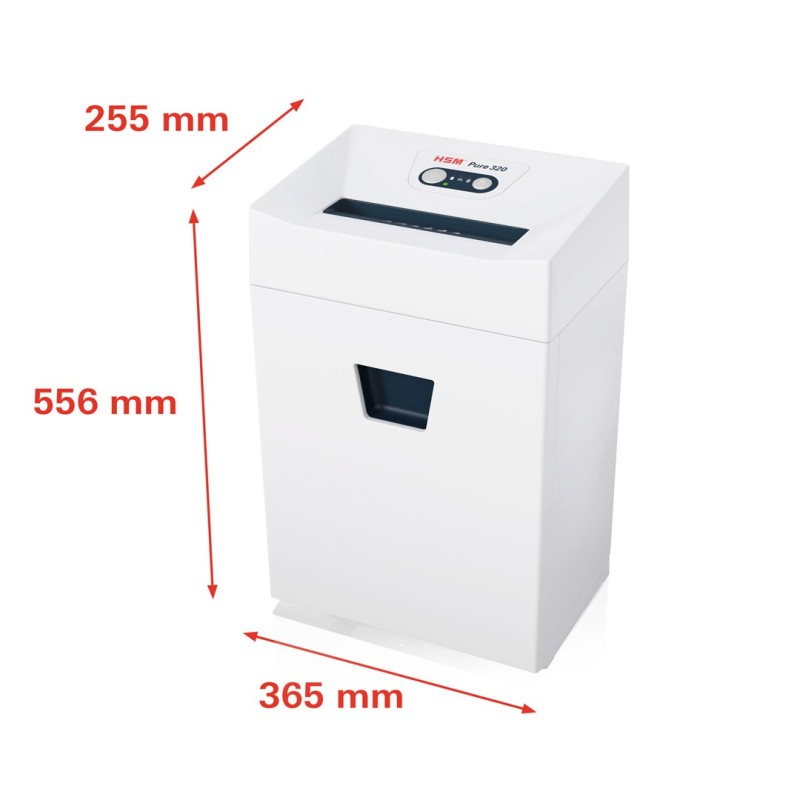 HSM Pure 320 paper shredder Particle-cut shredding 23 cm White HSM Pure 320 paper shredder Particle-cut shredding 23 cm White