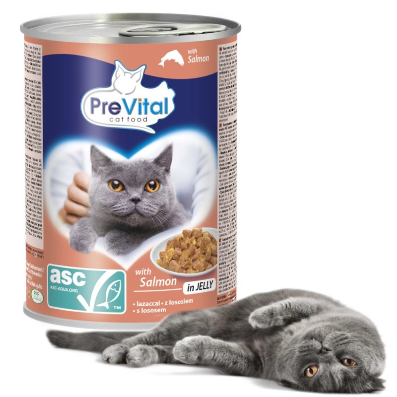 PREVITAL Cat Food with ASC salmon in jelly - wet food for cats - 415g PREVITAL Cat Food with ASC salmon in jelly - wet food for cats - 415g