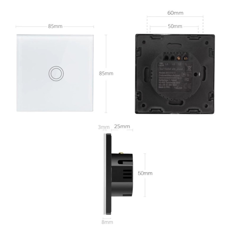 Touch Changeover Switch Light Switch Cross Switch Wall Switch Stair Switch with Color Change LED Backlight Recessed Switch 1-Fold Round White Touch Changeover Switch Light Switch Cross Switch Wall Switch Stair Switch with Color Change LED Backlight Recessed Switch 1-Fold Round White