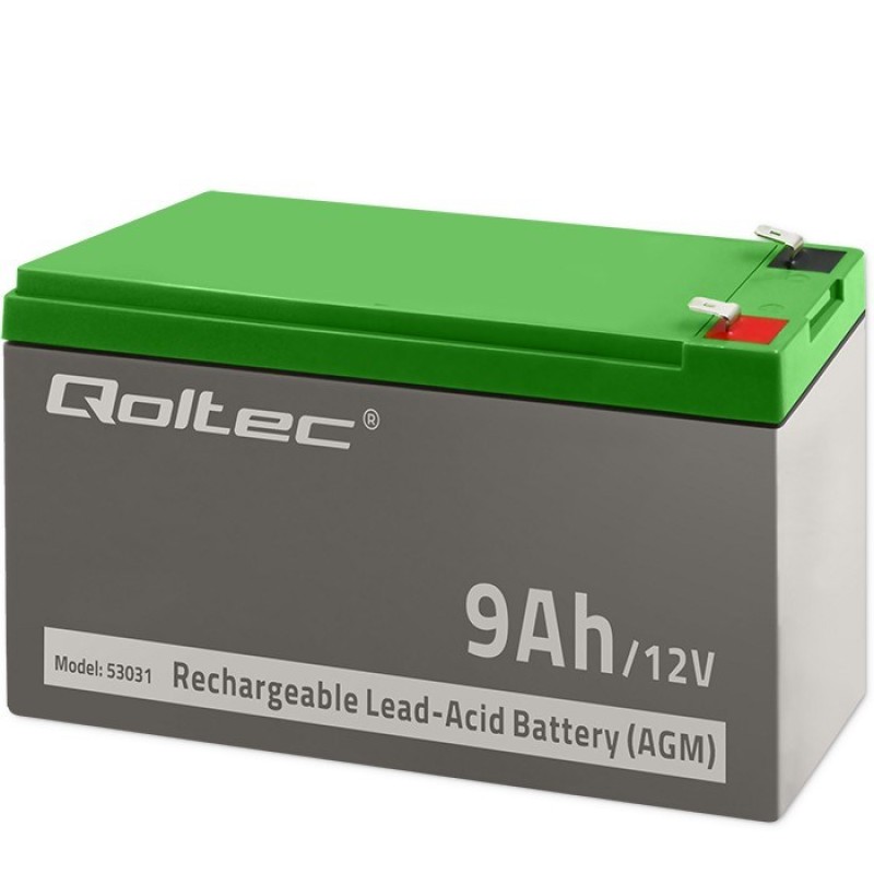 Qoltec 53031 AGM battery | 12V | 9Ah | max 135A Qoltec 53031 AGM battery | 12V | 9Ah | max 135A