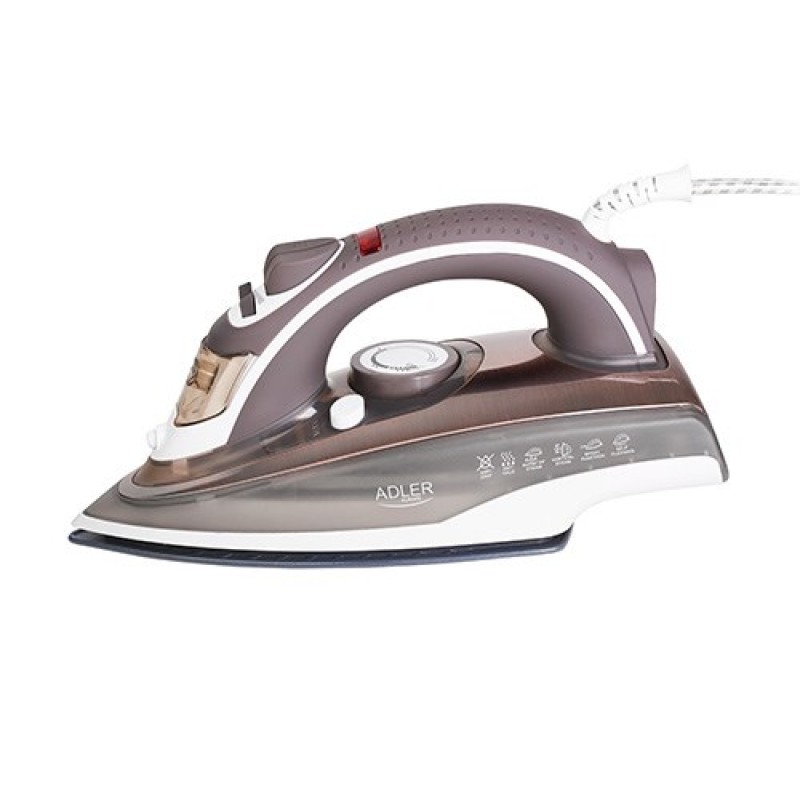 Adler AD 5030 iron Steam iron Ceramic soleplate 3000 W Brown, Grey, White Adler AD 5030 iron Steam iron Ceramic soleplate 3000 W Brown, Grey, White