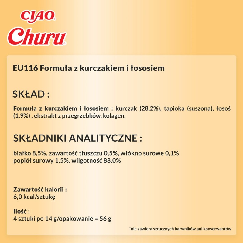 INABA Churu Chicken with salmon recipe - cat treats - 4x14 g INABA Churu Chicken with salmon recipe - cat treats - 4x14 g