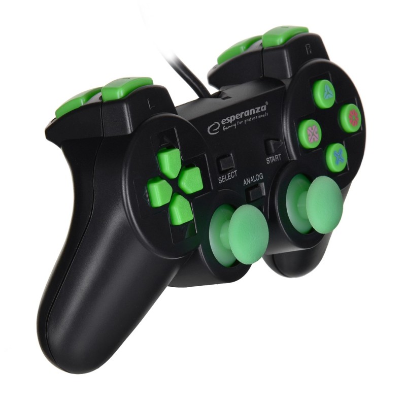 Esperanza EGG107G Gaming Controller Gamepad PC,Playstation 3 Analogue / Digital USB 2.0 Black/Green Esperanza EGG107G Gaming Controller Gamepad PC,Playstation 3 Analogue / Digital USB 2.0 Black/Green