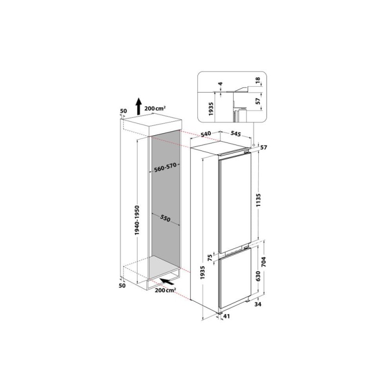 Whirlpool WHC20 T352 Built-in 280 L E White Whirlpool WHC20 T352 Built-in 280 L E White