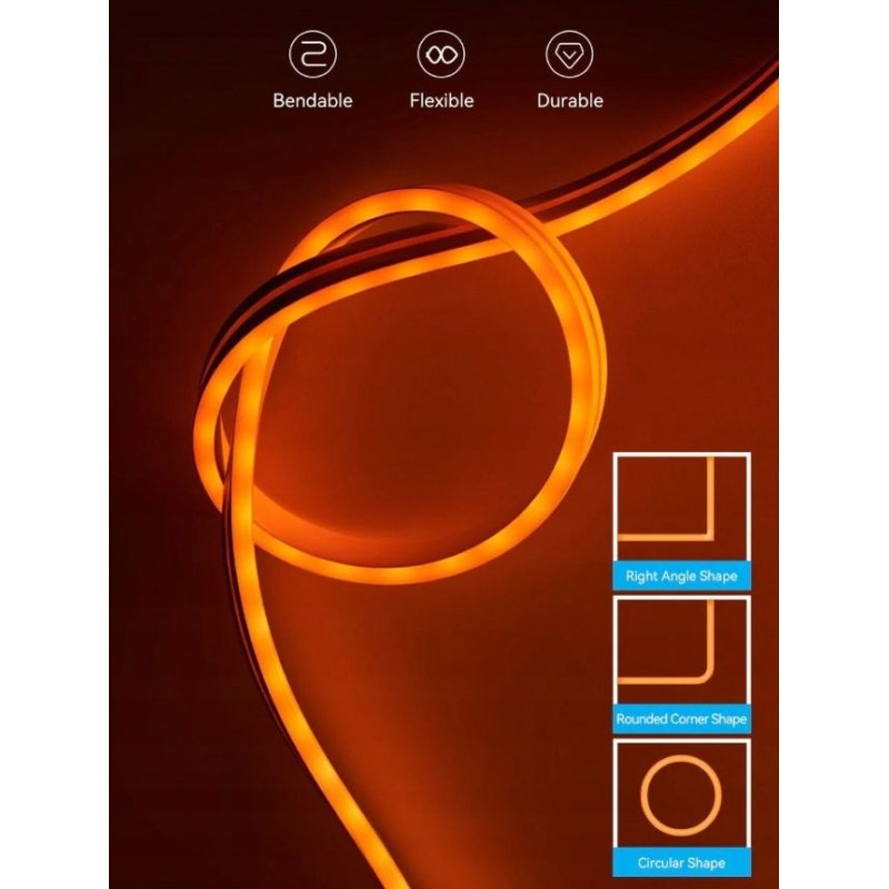 Vention Silicone Neon LED strip with IR remote control and 12V DC power supply, 5m