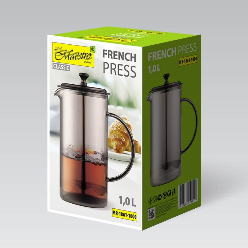 French press MAESTRO MR-1861 (MR-1861-1000) 1000 ml Translucent French press MAESTRO MR-1861 (MR-1861-1000) 1000 ml Translucent