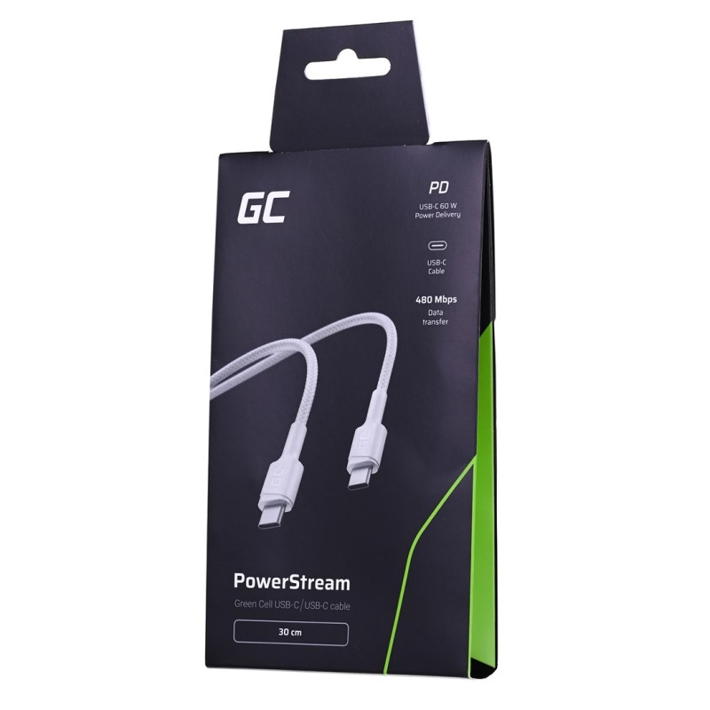 Green Cell GC PowerStream USB cable USB 3.2 Gen 1 (3.1 Gen 1) 0.3 m USB C White Green Cell GC PowerStream USB cable USB 3.2 Gen 1 (3.1 Gen 1) 0.3 m USB C White