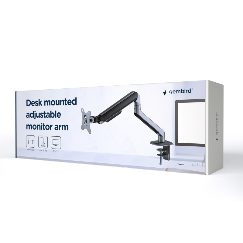 Gembird MA-DA1-05 Desk mounted adjustable monitor arm, 17”-32”, up to 9 kg, space grey Gembird MA-DA1-05 Desk mounted adjustable monitor arm, 17”-32”, up to 9 kg, space grey