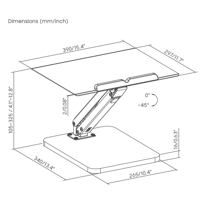 Maclean desk stand for monitor or laptop, gas spring, for standing and sitting work, black, MC-493 Maclean desk stand for monitor or laptop, gas spring, for standing and sitting work, black, MC-493