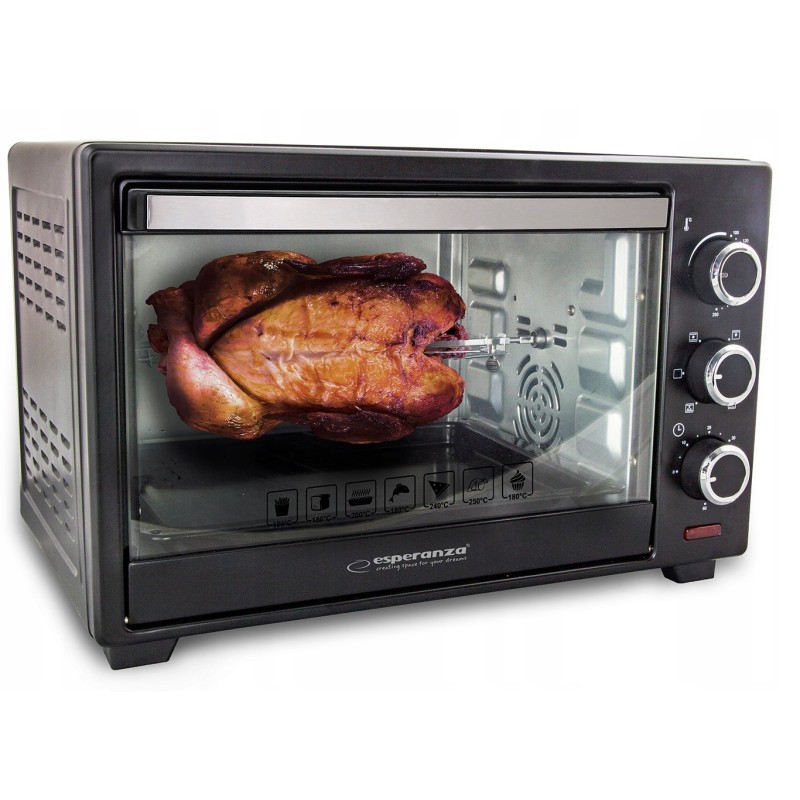 Esperanza EKO006 Mini oven with convection and spit 25 l 1600W Black Esperanza EKO006 Mini oven with convection and spit 25 l 1600W Black